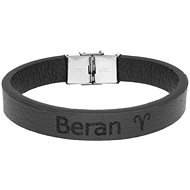 Ewena Black leather bracelet with Aries sign - Bracelet