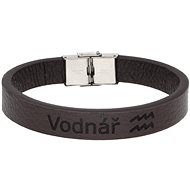 Ewena Brown leather bracelet with Aquarius sign - Bracelet
