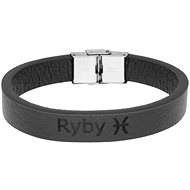Ewena Black leather bracelet with sign of the Fish - Bracelet