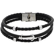 Ewena Black leather bracelet with anchor LHF232 - Bracelet