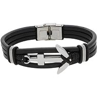 Ewena Black leather bracelet with anchor LHF242 - Bracelet
