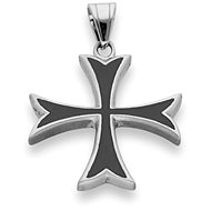 Ewena Pendant Knight Templar Cross silver and black - Charm