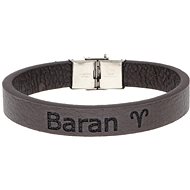 Ewena Brown leather bracelet with Aries sign - Bracelet