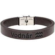 Ewena Brown leather bracelet with Aquarius sign - Bracelet