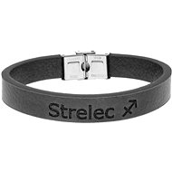 Ewena Black leather bracelet with Sagittarius sign - Bracelet