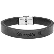 Ewena Black leather bracelet with Scorpio sign - Bracelet