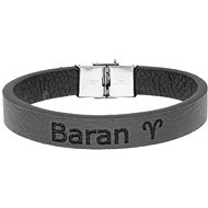 Ewena Black leather bracelet with Aries sign - Bracelet
