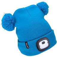 EXTOL LIGHT Cap with headlamp 4×25 lm, blue with pom-poms, children - Winter Hat