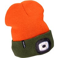 EXTOL LIGHT Cap with headlamp 4×45 lm, fluorescent orange/khaki green, reversible UNI - Winter Hat