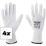 EXTOL PREMIUM Gloves made of polyester, semi-wet in PU, white, size 10", set of 4 - Work Gloves