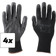 EXTOL PREMIUM Gloves made of polyester, semi-wet in PU, black, size 8", set of 4 - Work Gloves