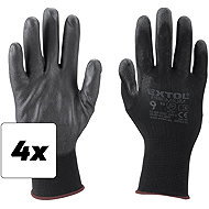 EXTOL PREMIUM Gloves made of polyester, semi-wet in PU, black, size 9", set of 4 - Work Gloves