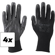 EXTOL PREMIUM Gloves made of polyester, semi-wet in PU, black, size 10", set of 4 - Work Gloves