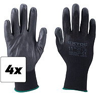 EXTOL PREMIUM Gloves made of polyester, semi-wet in PU, black, size 11", set of 4 - Work Gloves