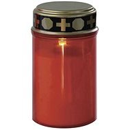 EMOS LED, cintorínska sviečka červená, 2× C, vonkajšia aj vnútorná, teplá biela, senzor - Sviečka