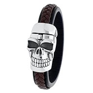 Ewena Leather bracelet with skull brown - Bracelet