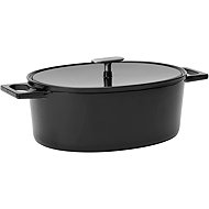 FABINI Oválný litinový pekáč Mattia 3.0 Standard, 33×25 cm, lesklý černý s poklicí - Roasting Pan
