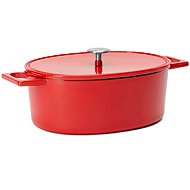 FABINI Oválný litinový pekáč Mattia 3.0 Standard, 33×25 cm, lesklý červený s poklicí - Roasting Pan