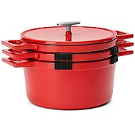 FABINI Gusseisernes Kochgeschirr-Set Mattia 3.0 Standard, 26 cm, 4-teilig, stapelbar, glänzend rot - Kochgeschirrset
