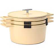 FABINI Sada litinového nádobí Mattia 3.0 Standard, 26 cm, 4 díly, stohovatelná, lesklá krémová - Cookware Set