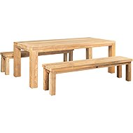 FaKOPA FLOSS + BENCH RECYCLE set 220 × 100 cm recycled teak board in combination 2 × FL bench - Garden Furniture