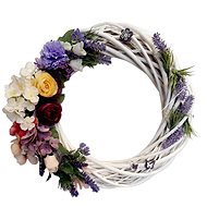 Falixen - Wicker wreath with flowers/white - Decoration