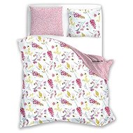 Faro Cotton satin bed linen 140 × 200 cm, 70 × 90 cm Flowers raspberry yellow/pink - Bed Linen