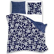 Faro Cotton satin bed linen 140 × 200 cm, 70 × 90 cm Flowers blue print - Bed Linen