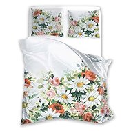 Faro Cotton satin bedding 140 × 200 + 70 × 90 cm Meadow flowers on white - Bed Linen