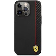 Ferrari Smooth and Carbon Effect Abdeckung für die Rückseite für Apple iPhone 13 Pro Max Schwarz - Handyhülle