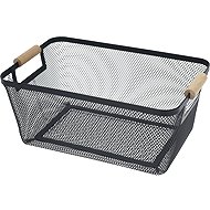 Gastro Metal basket with wooden handles, black, height 160 mm, length 380 mm, width 235 mm - Bread Basket