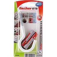 fischer DUOPOWER 10 x 50 Universal Dowel + White Hook - Fastening Material Set