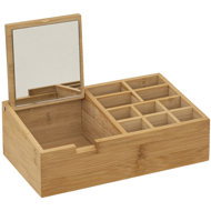 5Five Bamboo organizer with mirror - Makeup Organiser