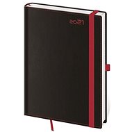 Diary 2021 weekly A5 Black Red with pen loop - Planner
