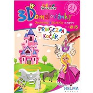 3D colouring page Princess and carriage - Colouring Book