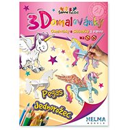 3D colouring page Pegasus, unicorn - Colouring Book