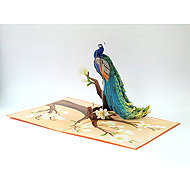 3D přání Peacock Glory - Greeting Card
