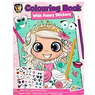 colouring page with funny stickers A4 Princess - Colouring Book