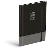 Weekly diary 2025 PU black/gray with elastic band - Planner