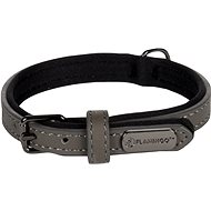 Flamingo Binti Leather collar with neoprene grey - Dog Collar