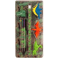 FLEXIO Dino - multi-coloured pen, pencil HB and 3 erasers - Writing Set