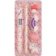 FLEXIO Unicorn - multi-coloured pen, pencil HB and 4 erasers - Writing Set