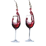 Flor de Cristal Earrings Wine glass, red - Earrings