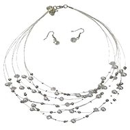 Flor de Cristal Necklace and earrings Dissolved beads - white - Jewellery Gift Set