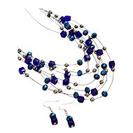Flor de Cristal Necklace and earrings Dissolved beads - blue - Jewellery Gift Set
