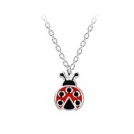 Flor de Cristal Children's Silver Ladybug Necklace - Necklace