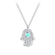Flor de Cristal Silver Necklace Hamsa - Necklace