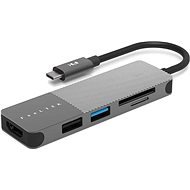Feeltek Portable 5 in 1 USB-C Hub, silver / gray - Port replikátor