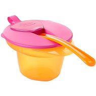 Bowl with lid and Explora spoon for girls - Feeding Set