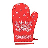 Forbyt Kitchen mitt Folk 18 × 28 cm, red - Oven Mitt